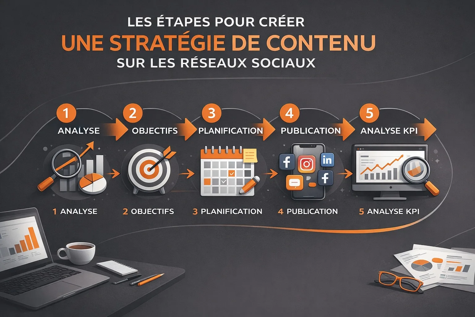 étapes strategie creation contenu reseaux sociaux
