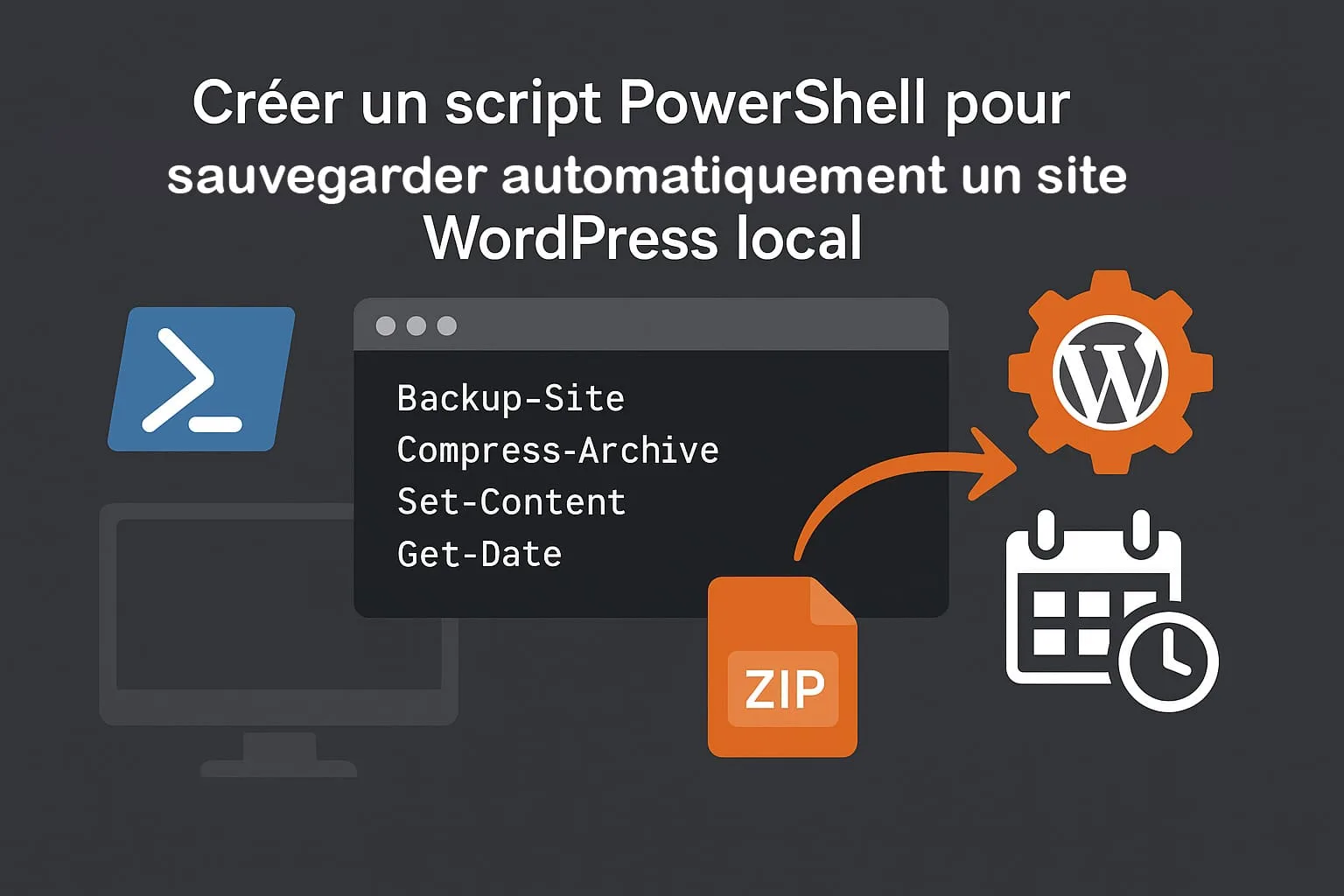 script powershell sauvegarde automatique wordpress local