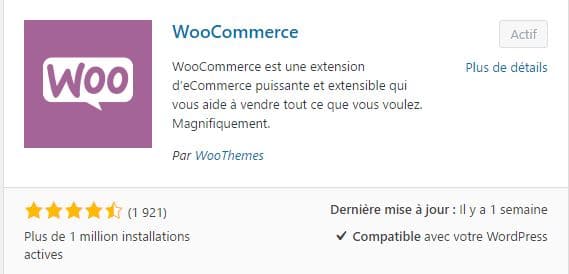 Installation du plugin WooCommerce pour WordPress