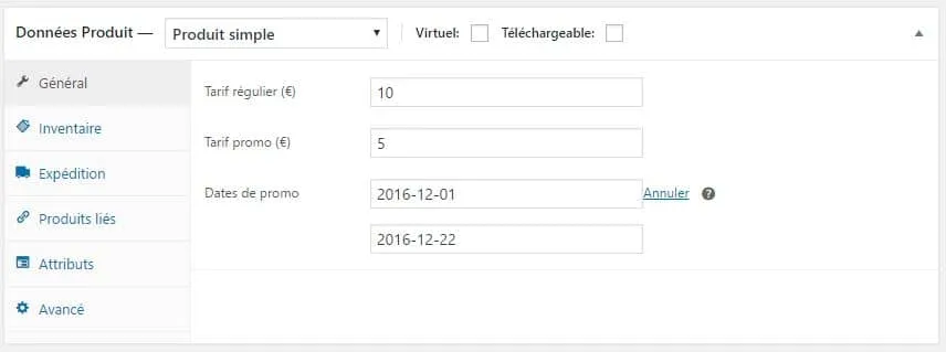 options générales produit woocommerce