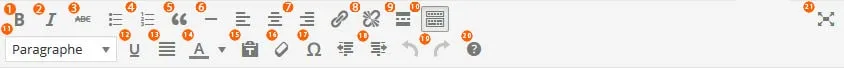 barre d'outil wordpress