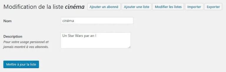 modification liste d'abonnés