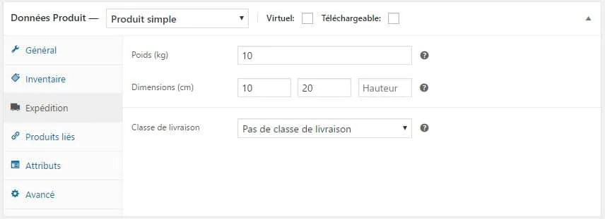 prix des livraisons woocommerce