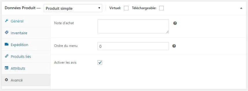 produits avancés variable woocommerce