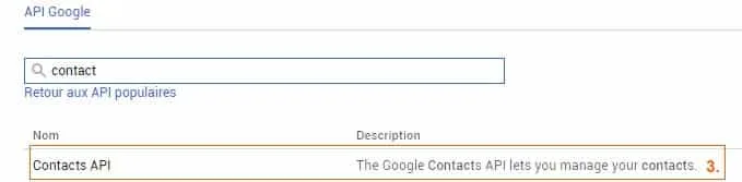 Activation API Contacts Google
