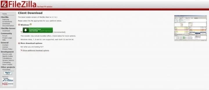 Télécharger Filezilla pour WordPress