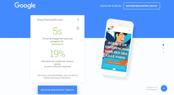 Test de rapidité sur mobile