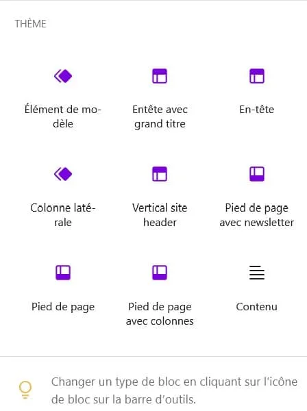 blocs du theme wordpress