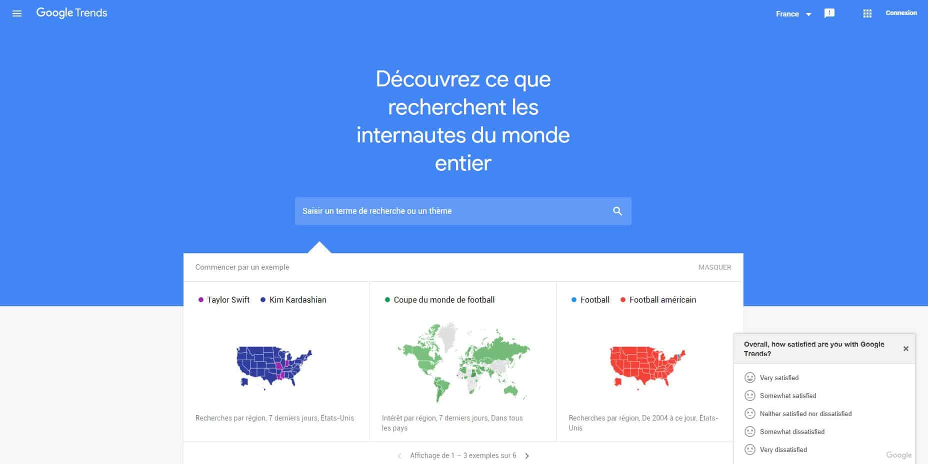 page d'accueil de google trends