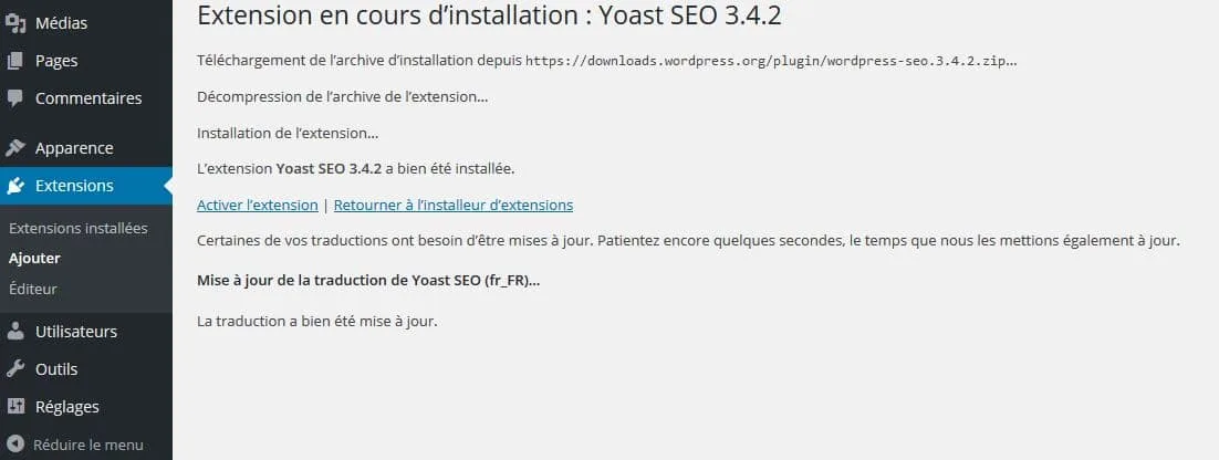 activation yoast seo wordpress