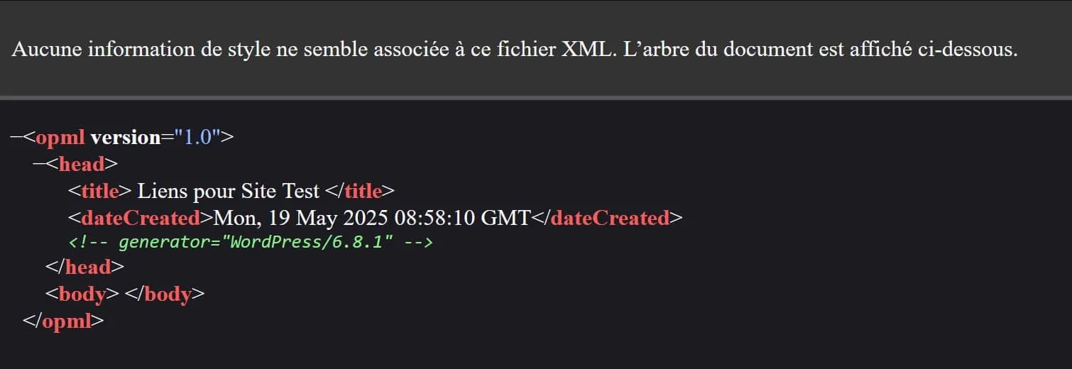 affichage opml Wordpress