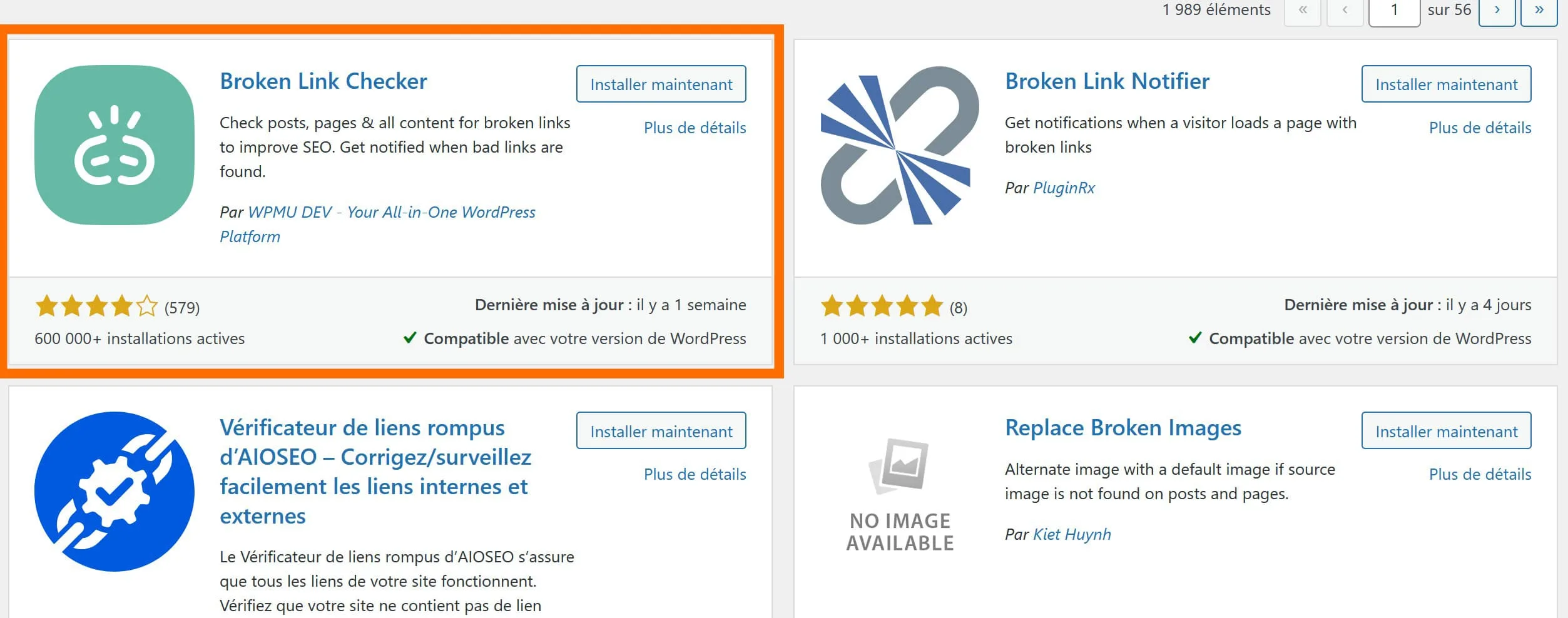 ajouter broken link checker