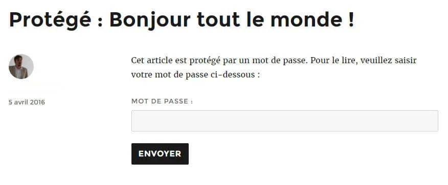 exemple article protege par mot de passe