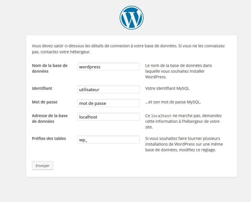 associer base de donnees wordpress