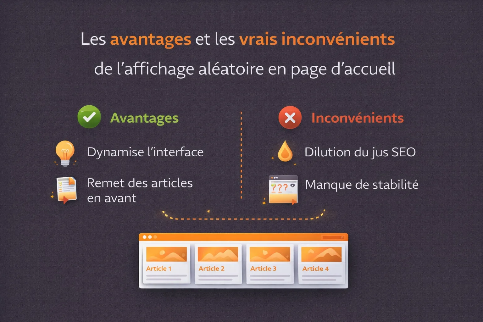 Avantages et inconvénients de l'affichage aléatoire des articles