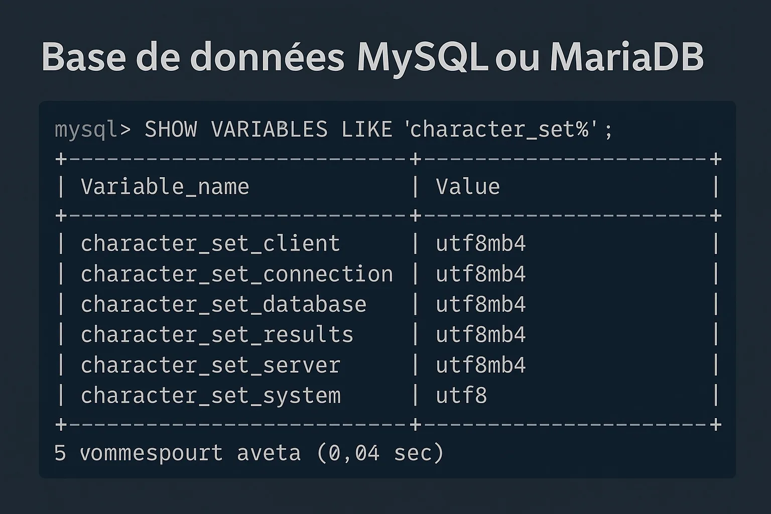 base de données mysql ou mariadb