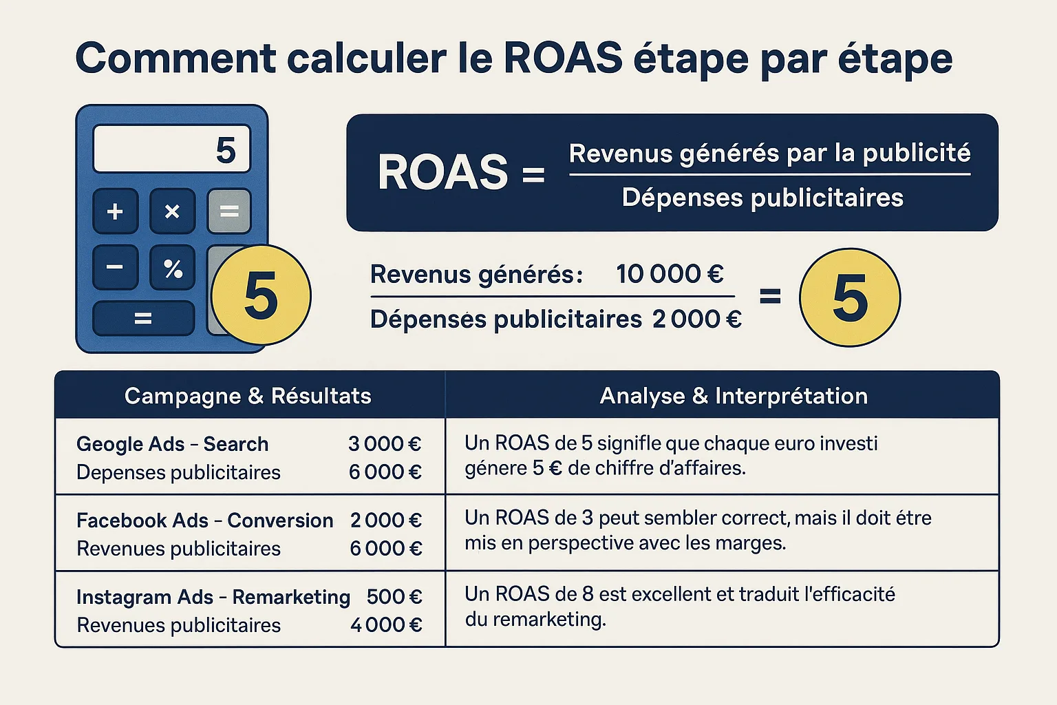 calculer roas par etapes