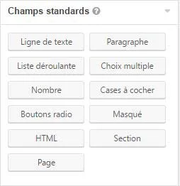 Champs Standard de gravity forms