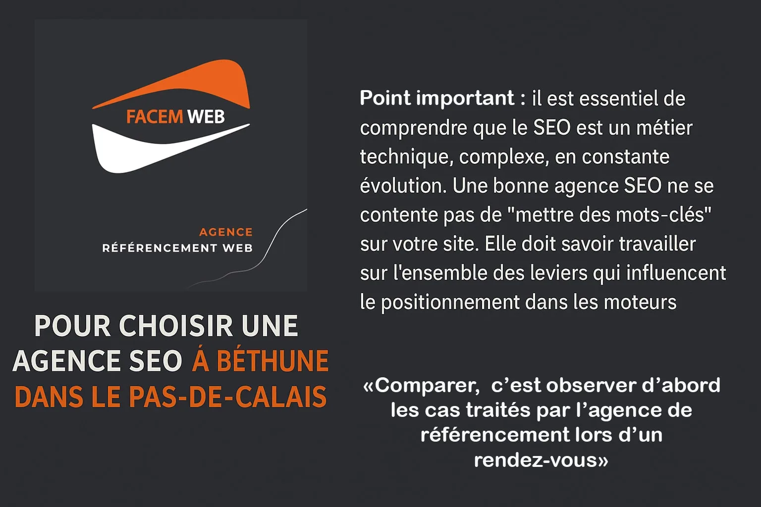 choisir facem Web comme agence referencement a bethune