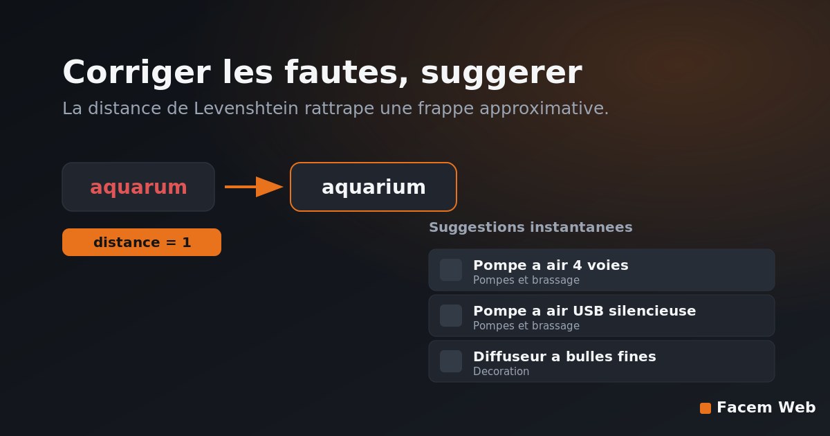 correction orthographique avec distance de Levenshtein et suggestions produits e-commerce