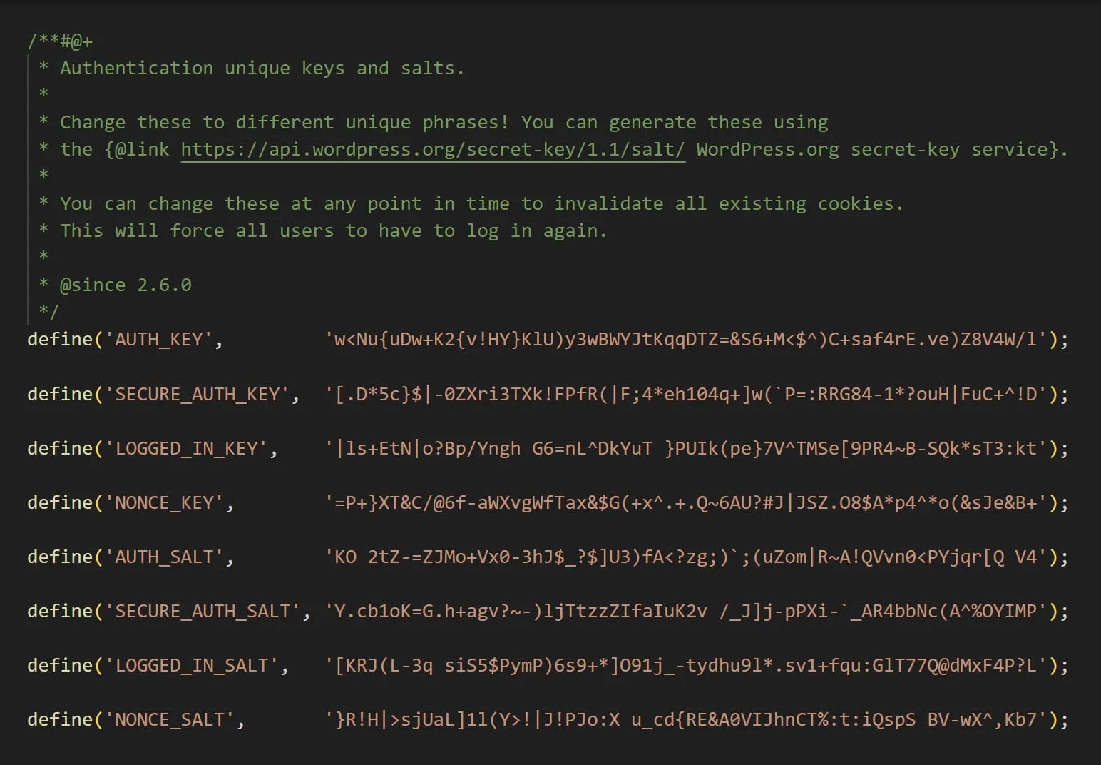 cles uniques authentification wordpress