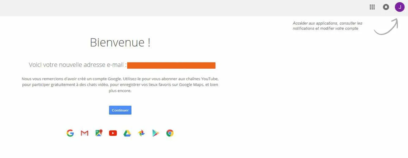 compte google créé