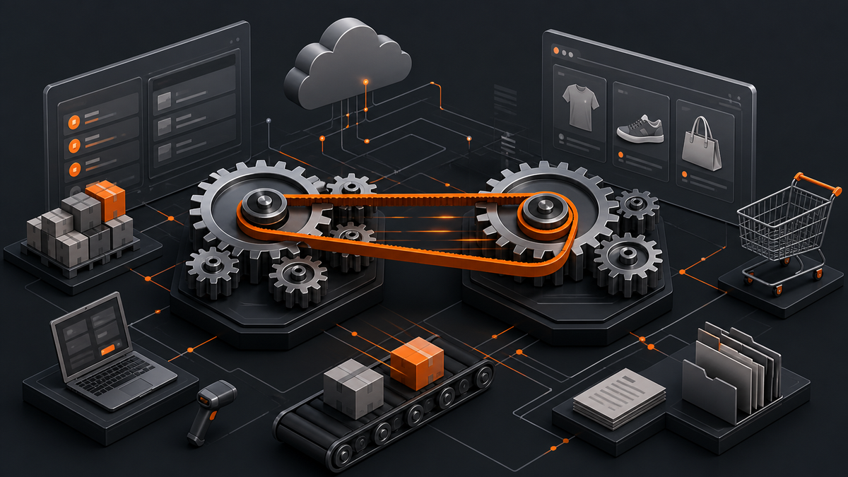 Flux transportés par un connecteur entre gestion commerciale et site marchand
