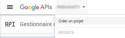 Création d'un projet dans la Google Cloud Console