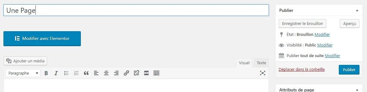 creer une page avec elementor