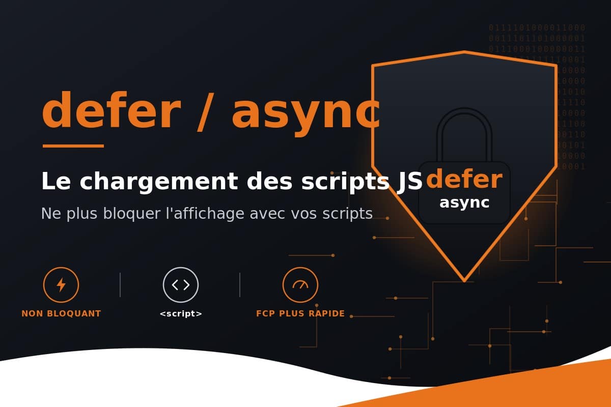 Chargement scripts JavaScript defer async améliorant performance et affichage page web