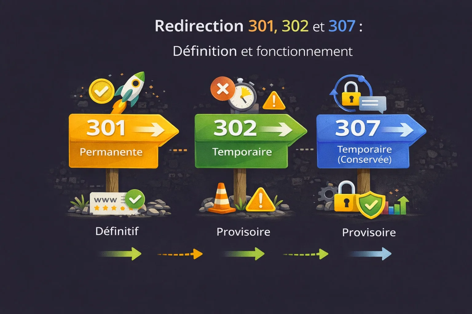 Fonctionnement des redirections 301, 302 et 307