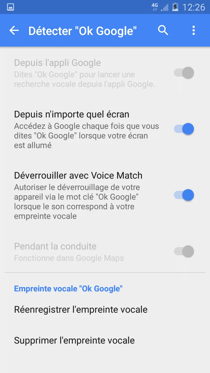 Détection de Ok Google dans l'application