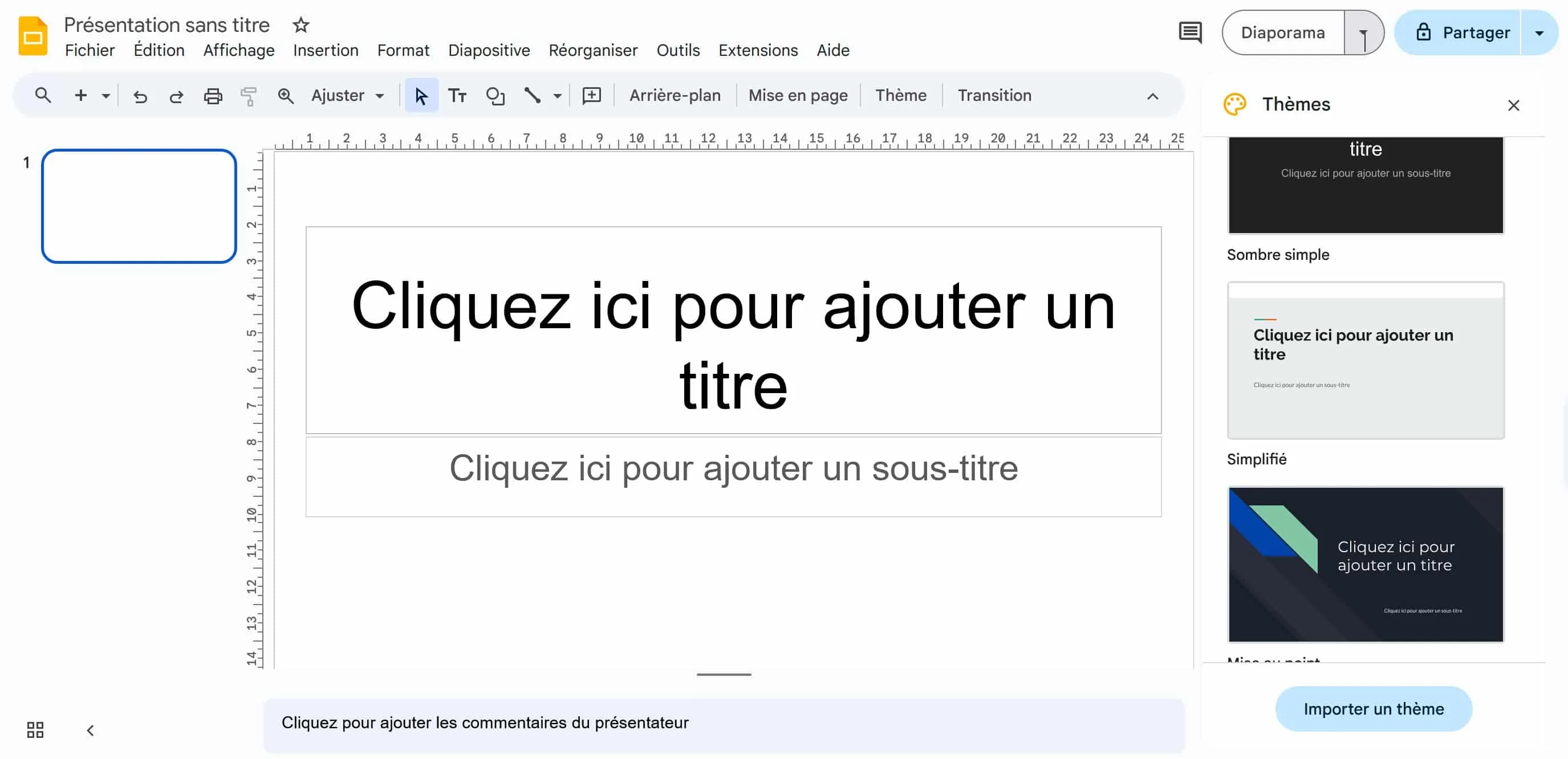 Création et édition de diapositives dans Google Slides