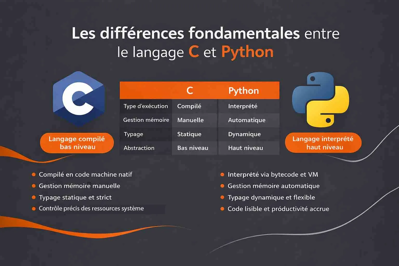 différences fondamentales entre langage C et python