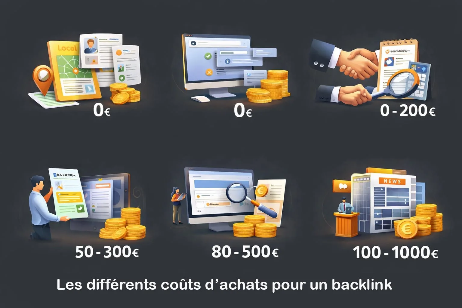 Coûts d'achat des différents types de backlinks