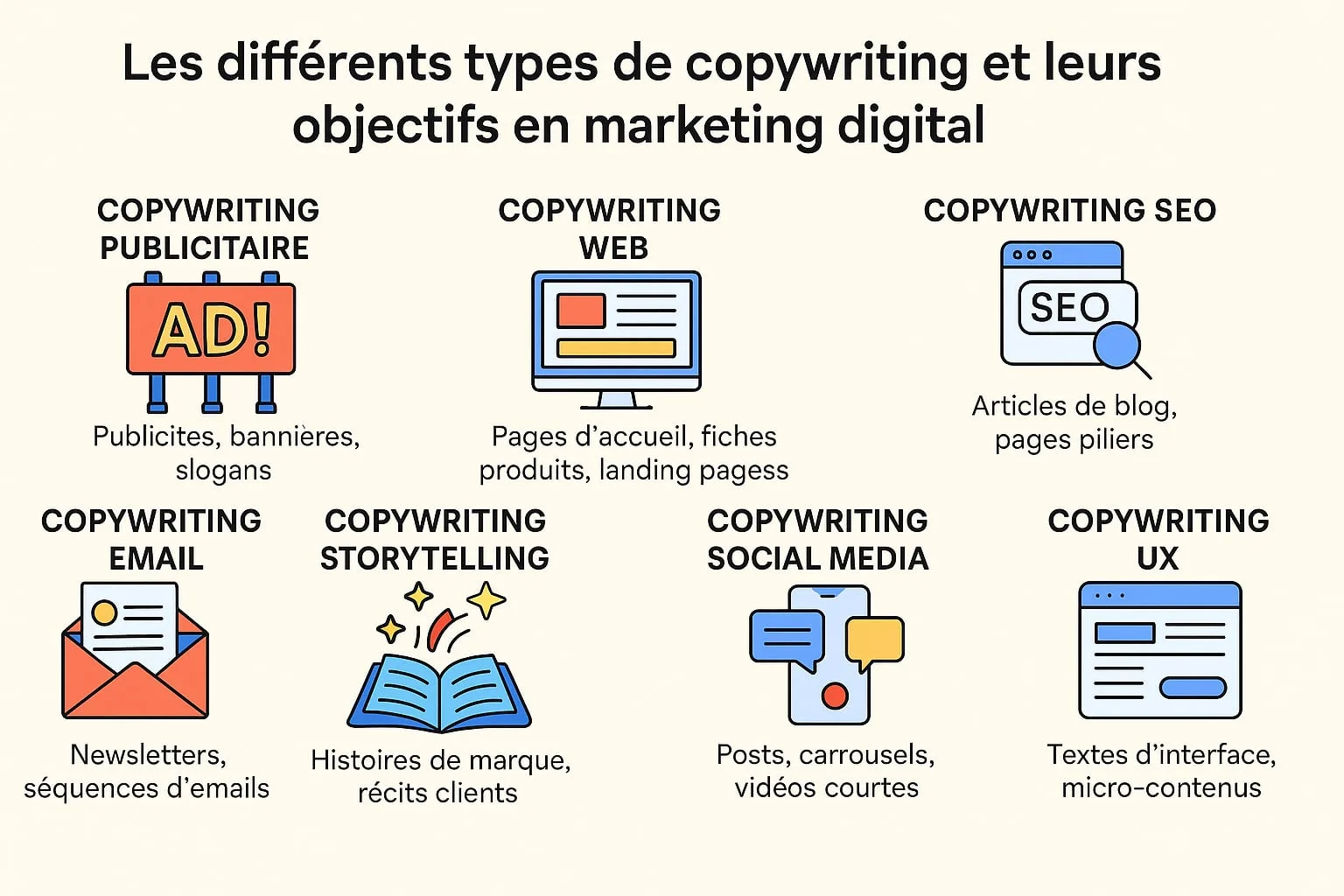 Les différents types de copywriting et leurs objectifs
