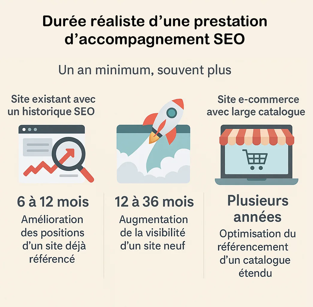 durée realiste d'une prestation d'accompagnement SEO