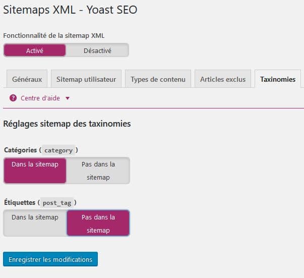 gestion des envois de categories et etiquettes