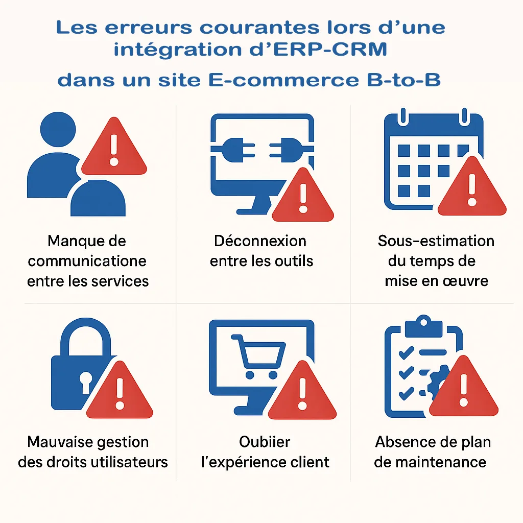 erreurs courantes integration erp crm site ecommerce btob