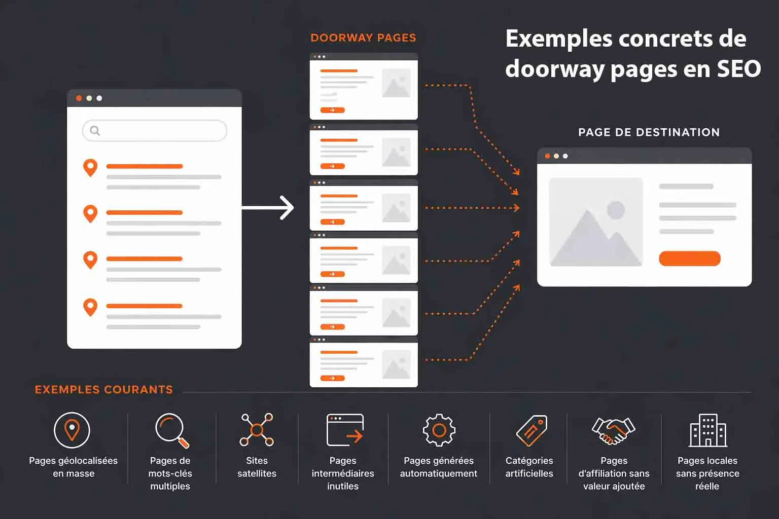 Exemple concret de doorway page en SEO