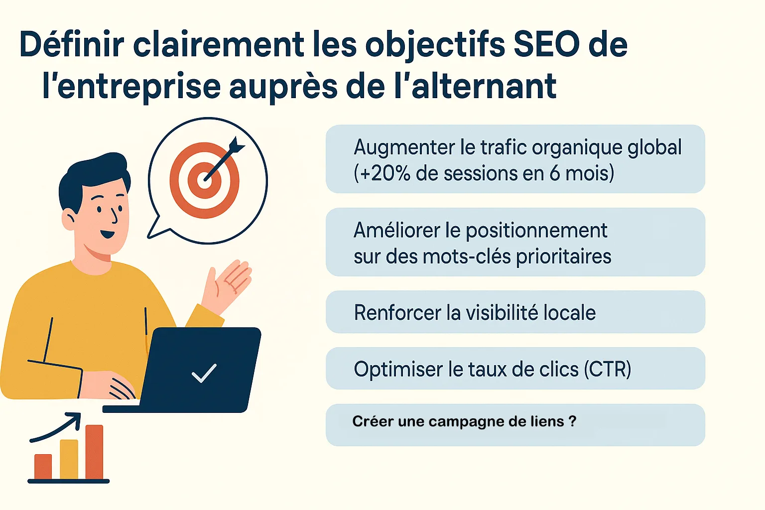 expliquer objectifs seo alternant