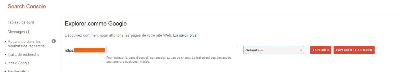 explorer comme pour google pour forcer l'indexation