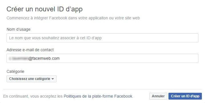 creer app facebook