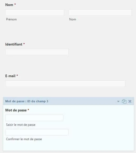 Exemple formulaire d'inscription Gravity Forms