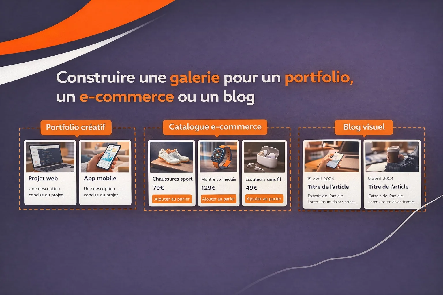 Galerie portfolio d'un site e-commerce ou d'un blog