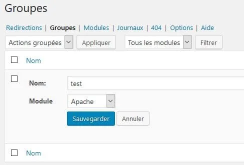groupe apache redirection wordpress