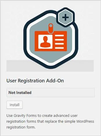 Installer User Registration add-on Gravity Forms