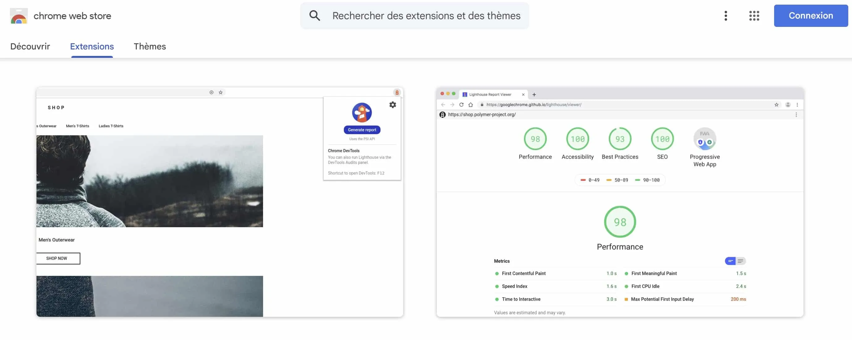 Lancement de Lighthouse depuis les DevTools de Chrome