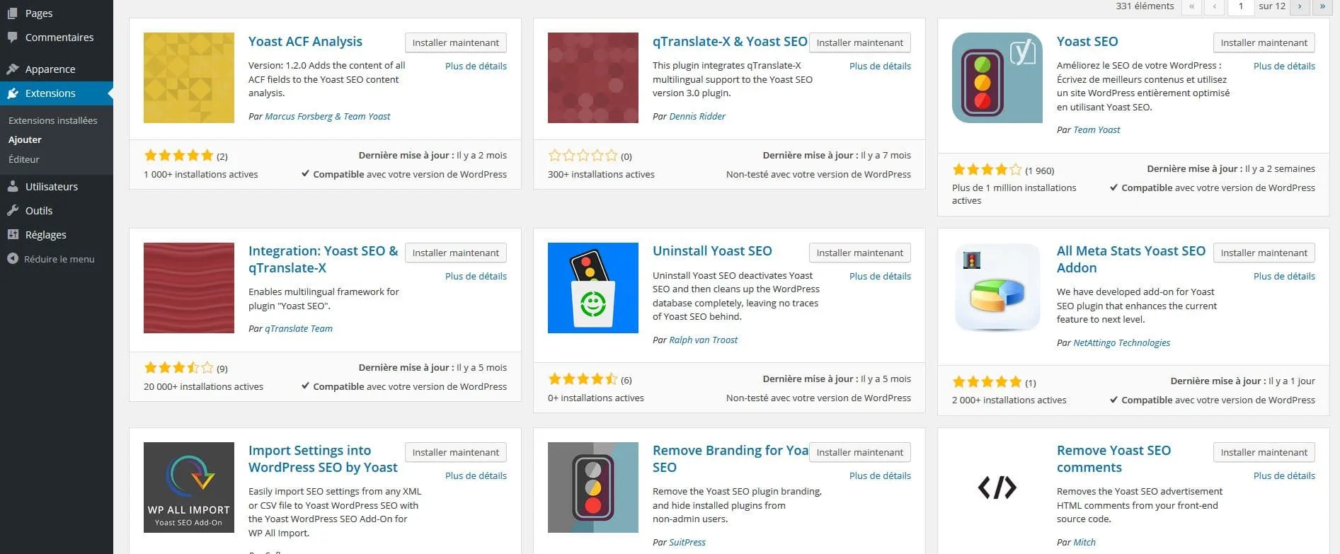 panneau installation yoast seo