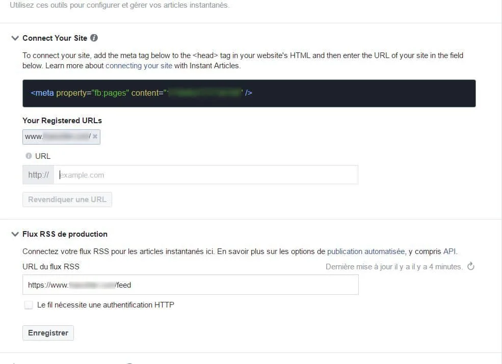 connexion instant article avec wordpress
